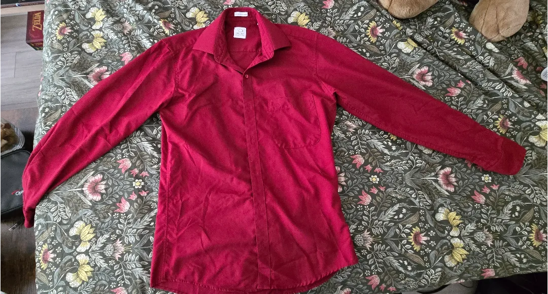 Oscar de la Renta Burgundy Dress Shirt - Size 15 image indicator(2)