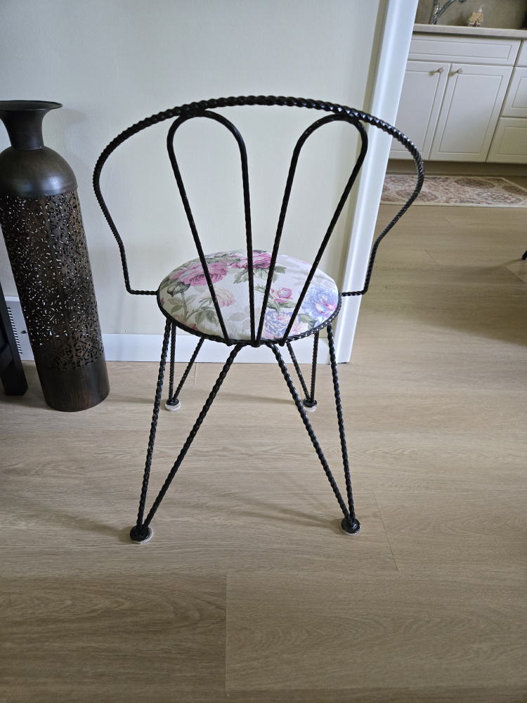 Floral Upholstered Wrought Iron Chair - photo 3