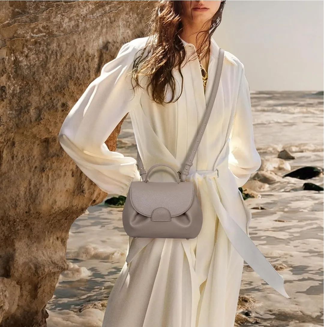 Grey Leather Top Handle Bag 🇨🇦 image indicator(2)