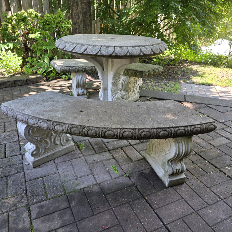Concrete Table and Bench Set