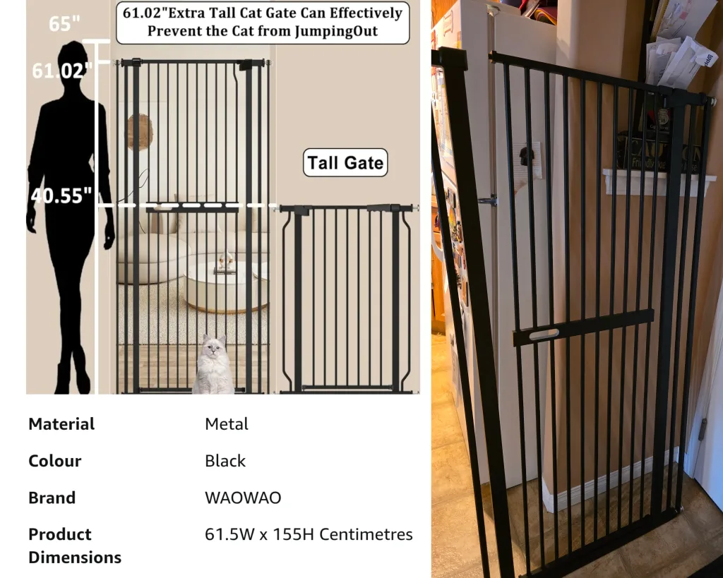WAOWAO Extra Tall Black Cat Gate
