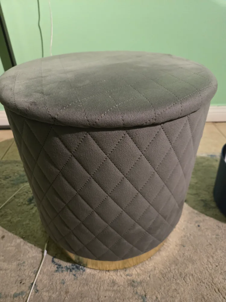 Giantex Round Storage Ottoman - Grey thumbnail
