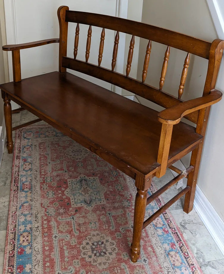 Wooden Entryway Bench with Arms thumbnail