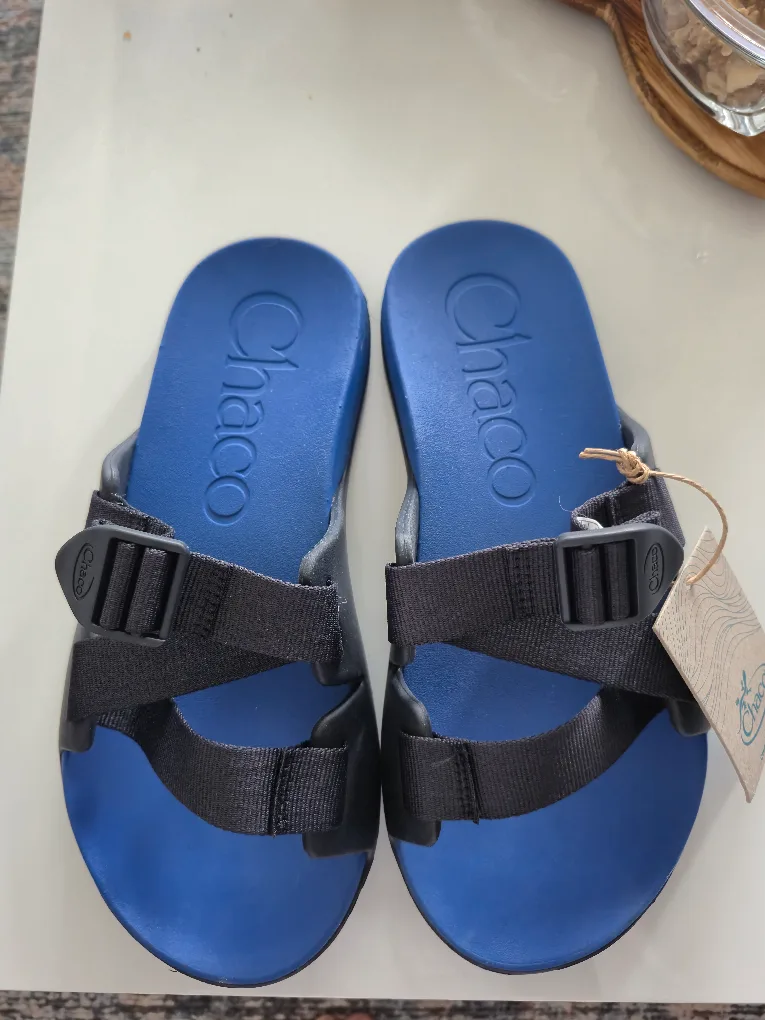 New Chaco Chillos Slides, Blue, Size 9 thumbnail