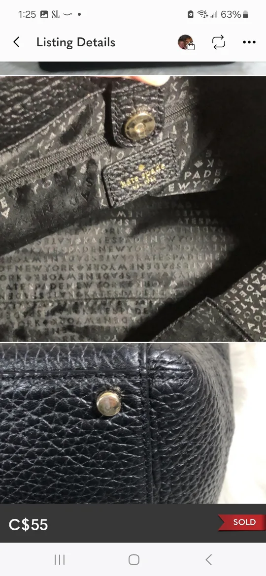 Kate Spade Black Leather Handbag ,soft leather  . image indicator(5)