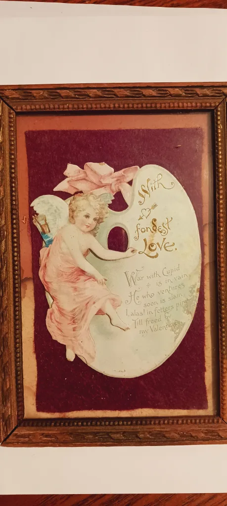 Antique  1910s Framed Valentine's Day  Cupid  Love Card thumbnail