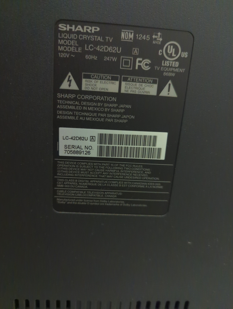 Sharp Aquos LC-42D62U 42" LCD TV - photo 3