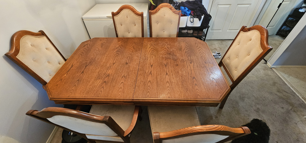 Dining Table with 6 Chairs - Wood & Beige