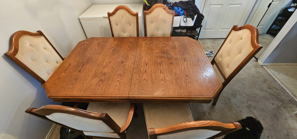 Dining Table with 6 Chairs - Wood & Beige - photo 2