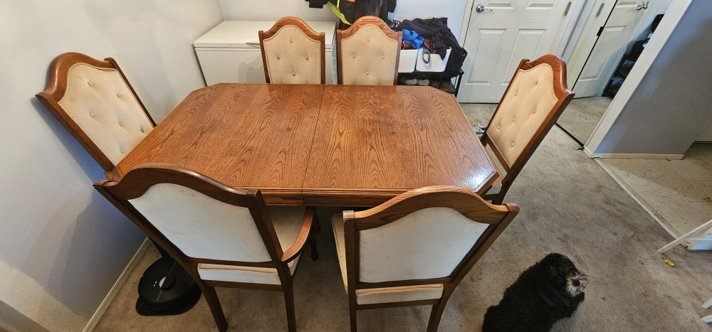 Dining Table with 6 Chairs - Wood & Beige - photo 4