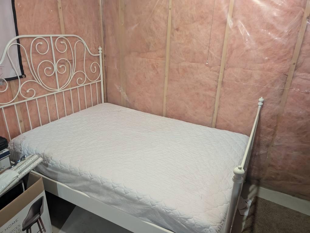 White Metal Bed Frame with Mattress