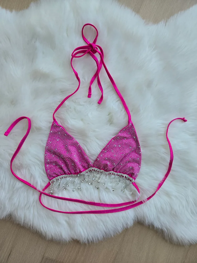 Pink Rhinestone Bikini Top thumbnail