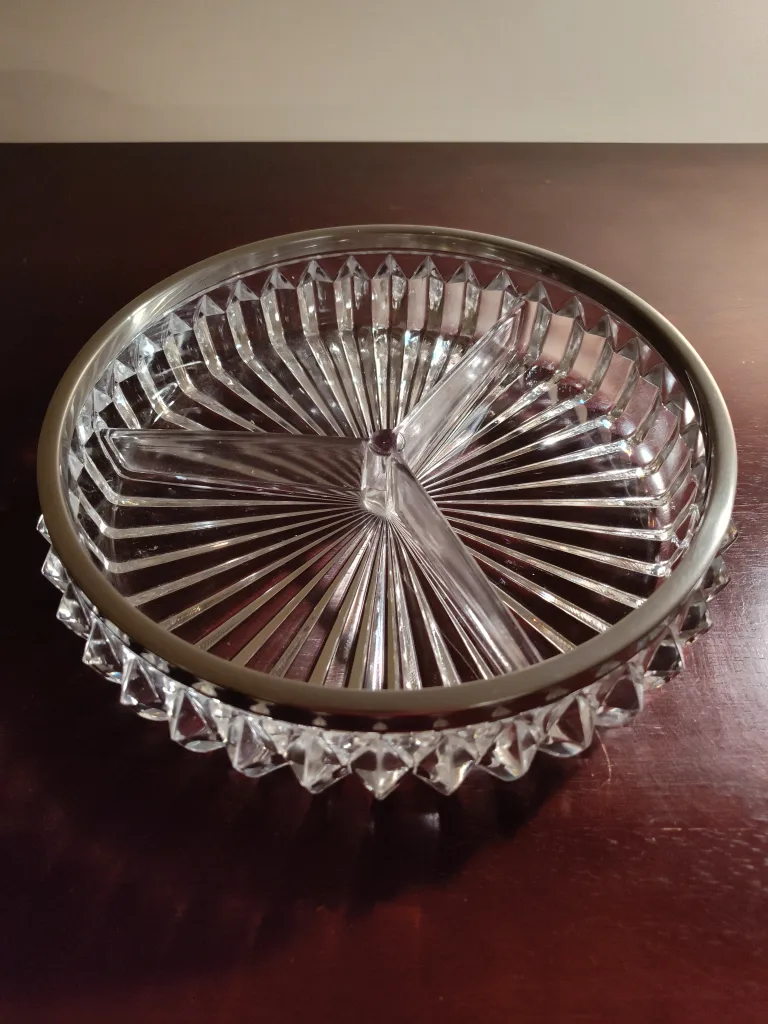 Vintage Silver Rim Crystal Candy Dish thumbnail
