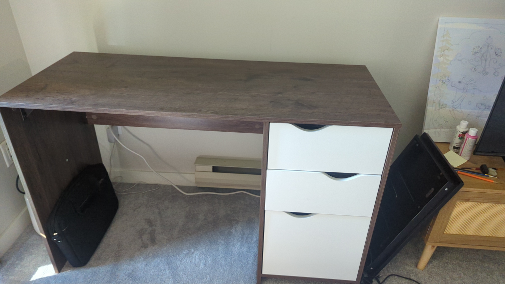 Brown & White Desk Compture Desk with Drawers