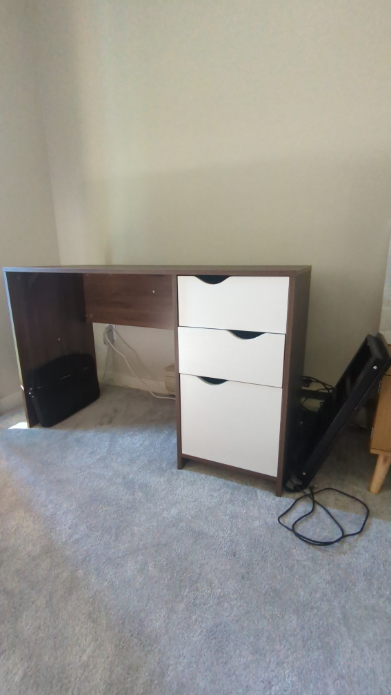 Brown & White Desk Compture Desk with Drawers - photo 2