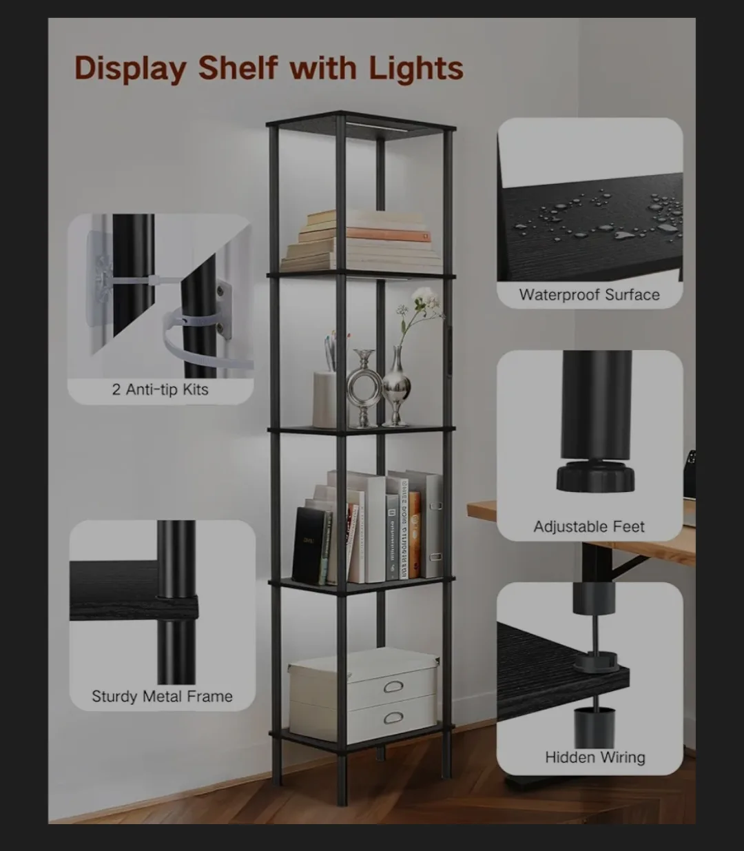 5-Tier Floor Lamp with Shelves image indicator(5)