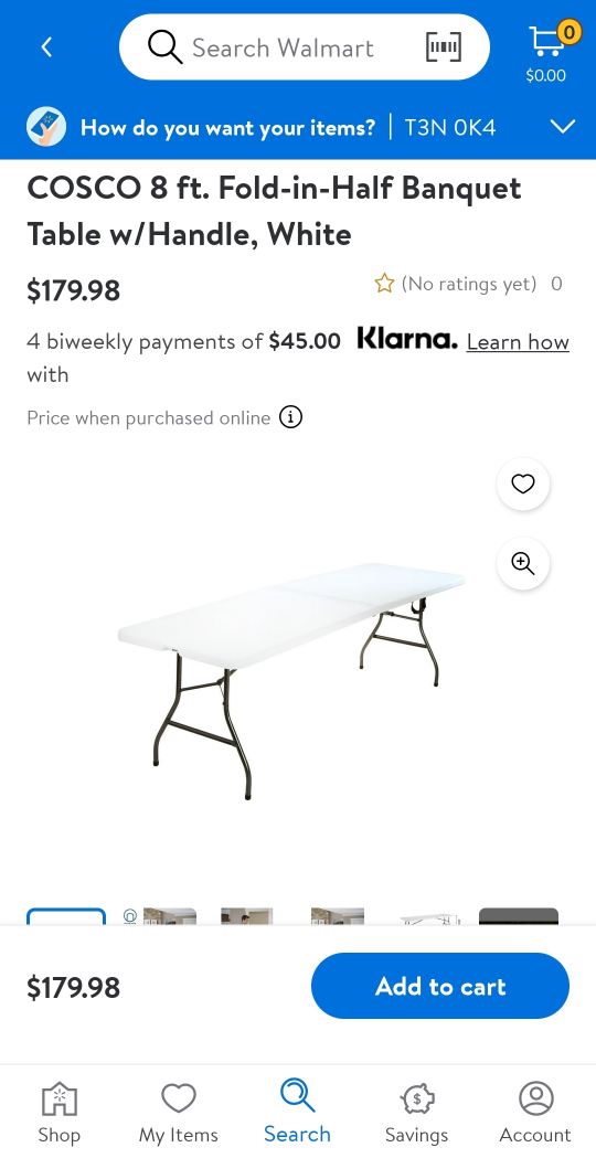 COSCO 8 ft Fold-in-Half Banquet Table - White