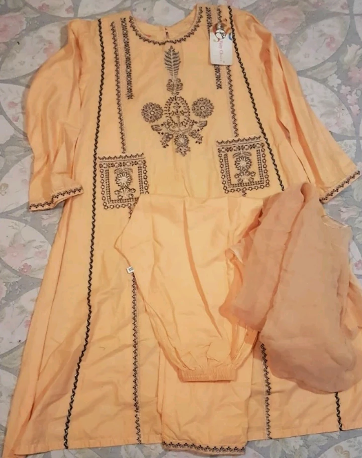 Peach Embroidered Salwar Kameez - New with Tags - photo 4