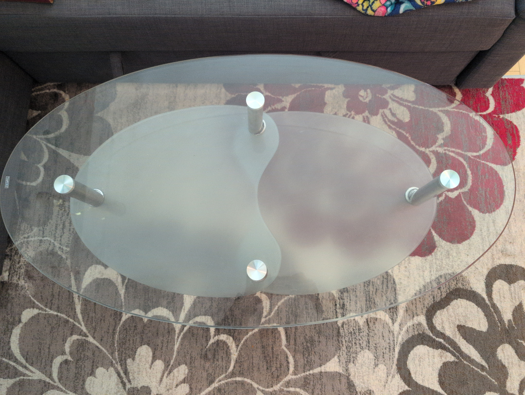 Unique Oval Glass Coffee Table