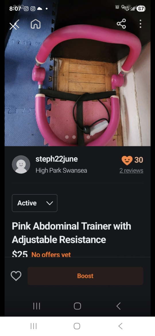 Pink Abdominal Trainer with Adjustable Resistance