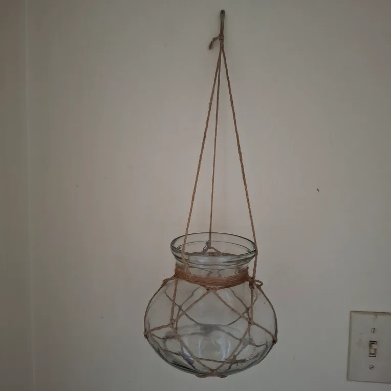 Glass Hanging Planter with Rope thumbnail