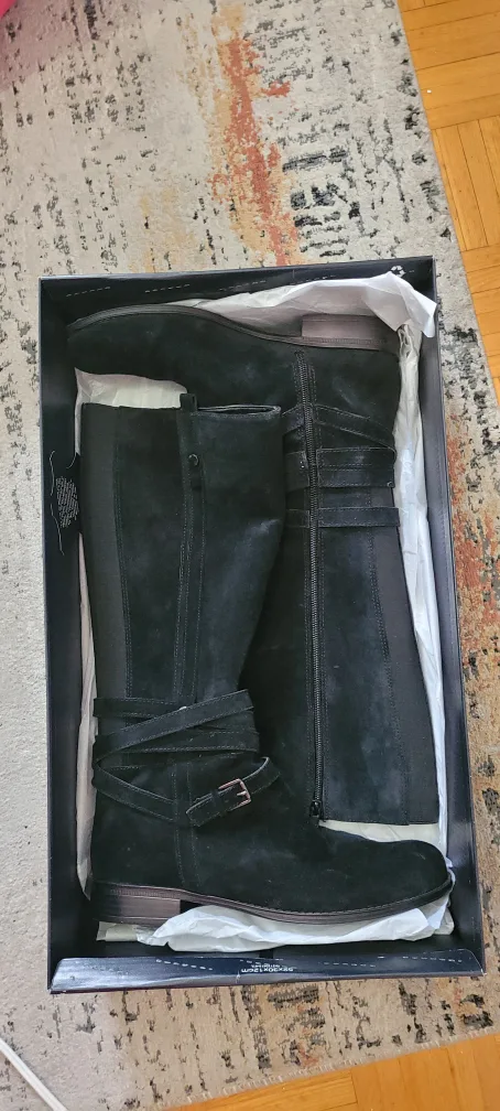 Black Suede Boots - Size 10 thumbnail