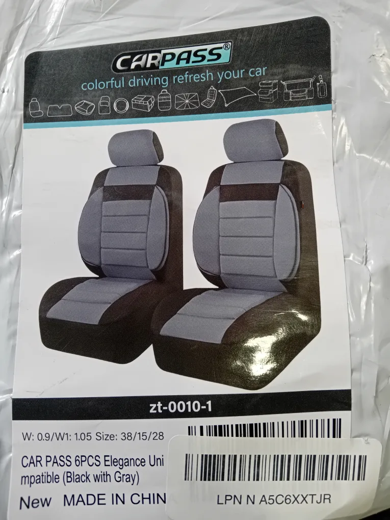 New CARPASS 6PCS Elegance Car Seat Covers - Black/Gray thumbnail