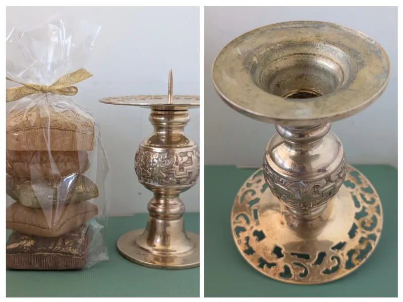 Vintage Brass Pillar Candle Holder thumbnail