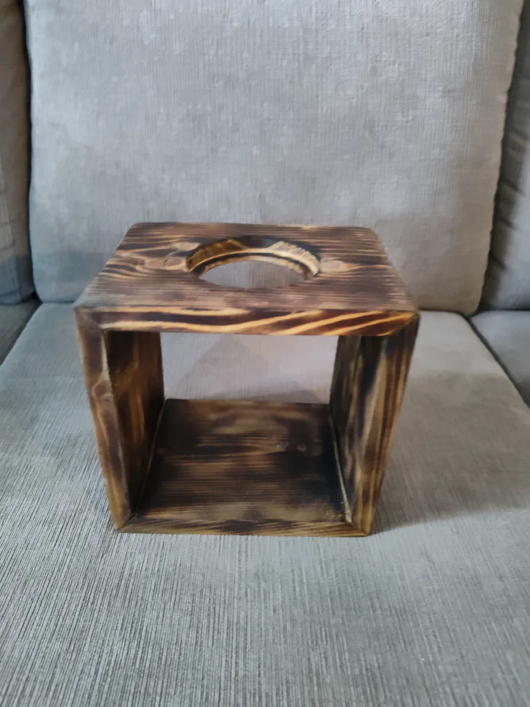 Floral Arrangement in Wood Cube Vase thumbnail