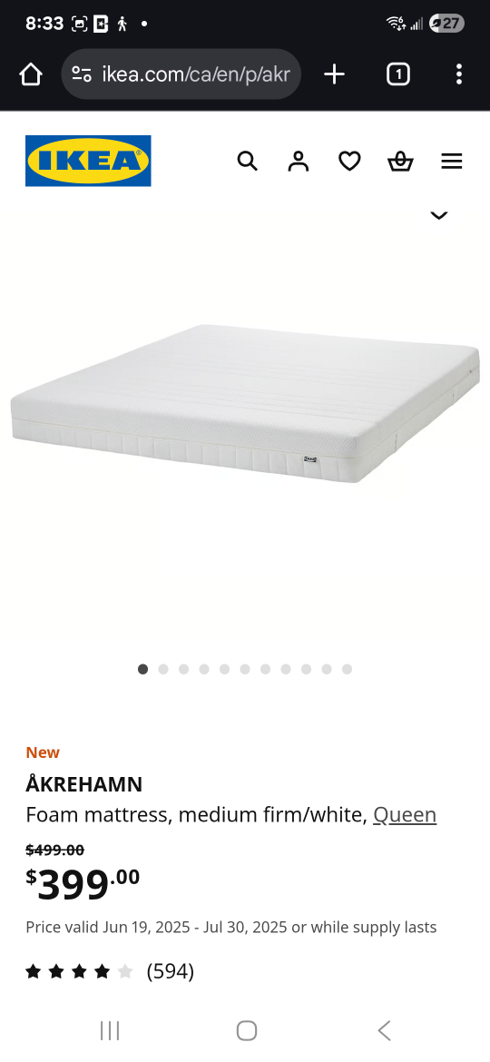 IKEA ÅKREHAMN Queen Foam Mattress - Medium Firm - photo 2