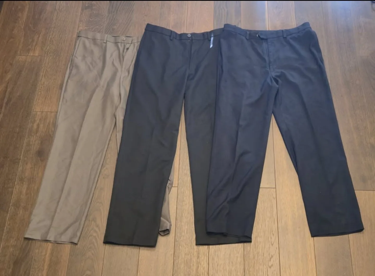 3 Pairs Men’s Dress Pants – 38x32, Black & Khaki thumbnail