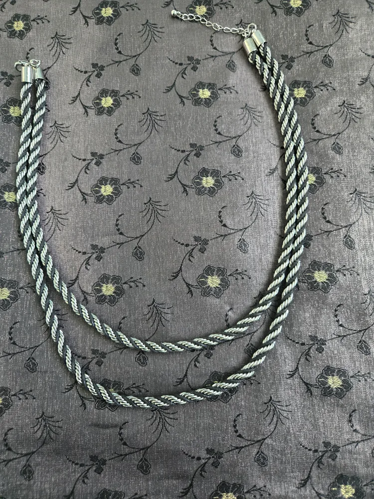 Rope Style Necklace - Silver & Black thumbnail