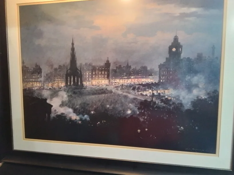 "Edinburgh At Night Princess Street" By Frank Watson Wood thumbnail