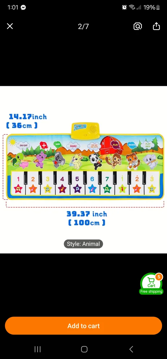 Animal Style Piano Mat - 100cm x 36cm thumbnail
