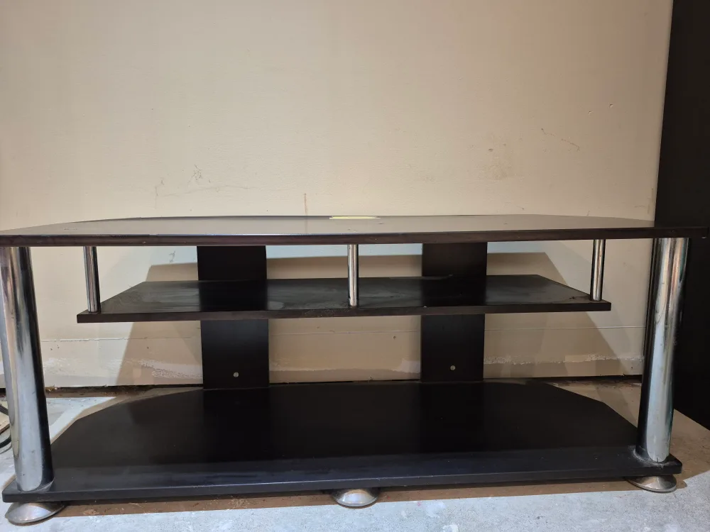 Black TV Stand with Chrome Legs thumbnail