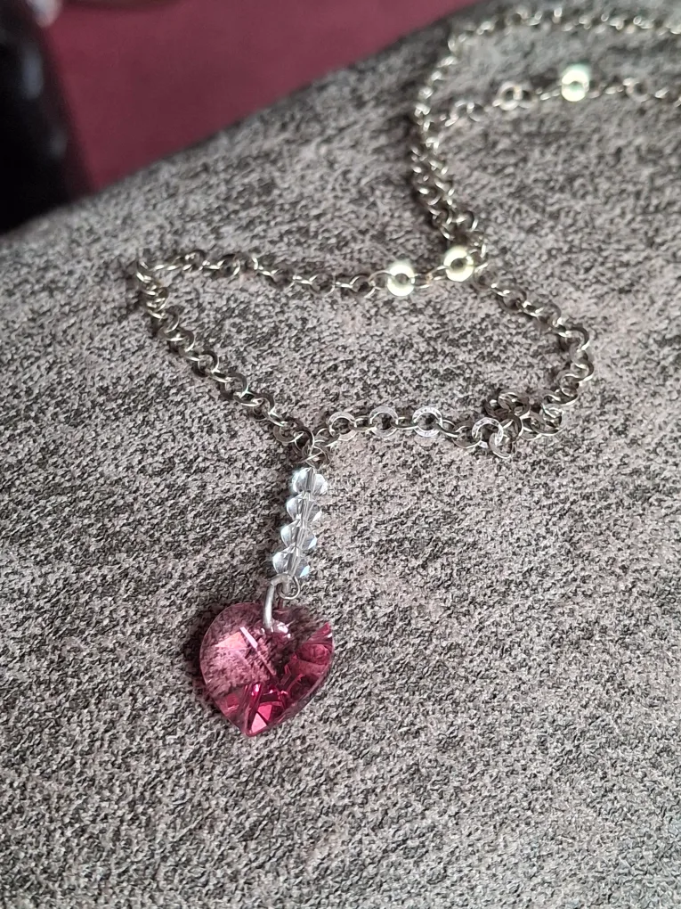 Pink Crystal Heart  Necklace thumbnail