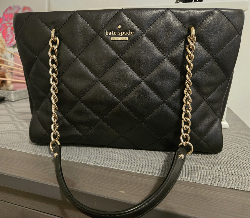 Kate Spade Black Quilted Leather Tote Bag