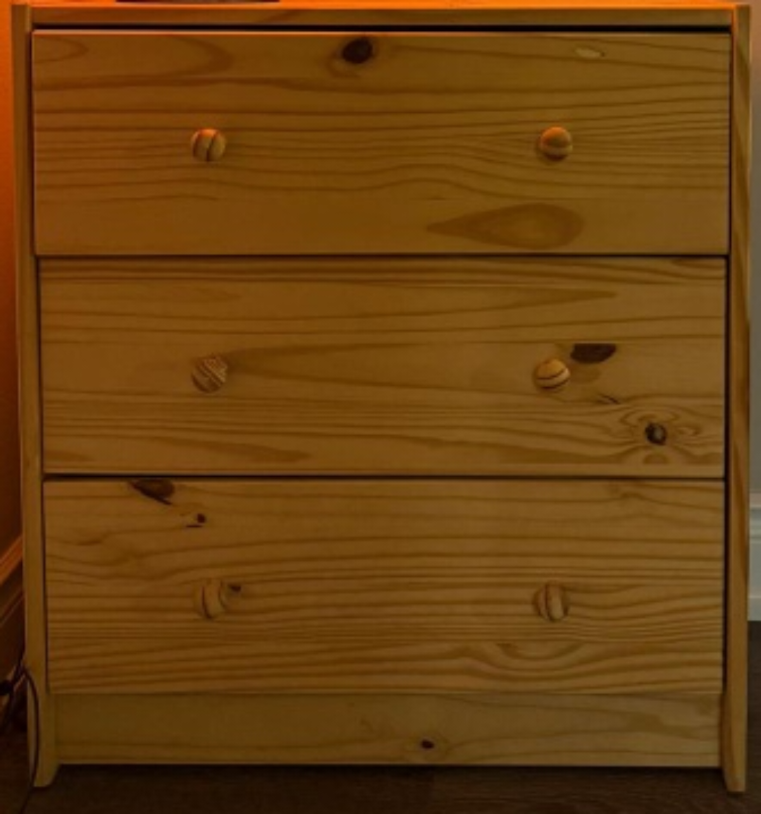 Wooden 3-Drawer Dresser
