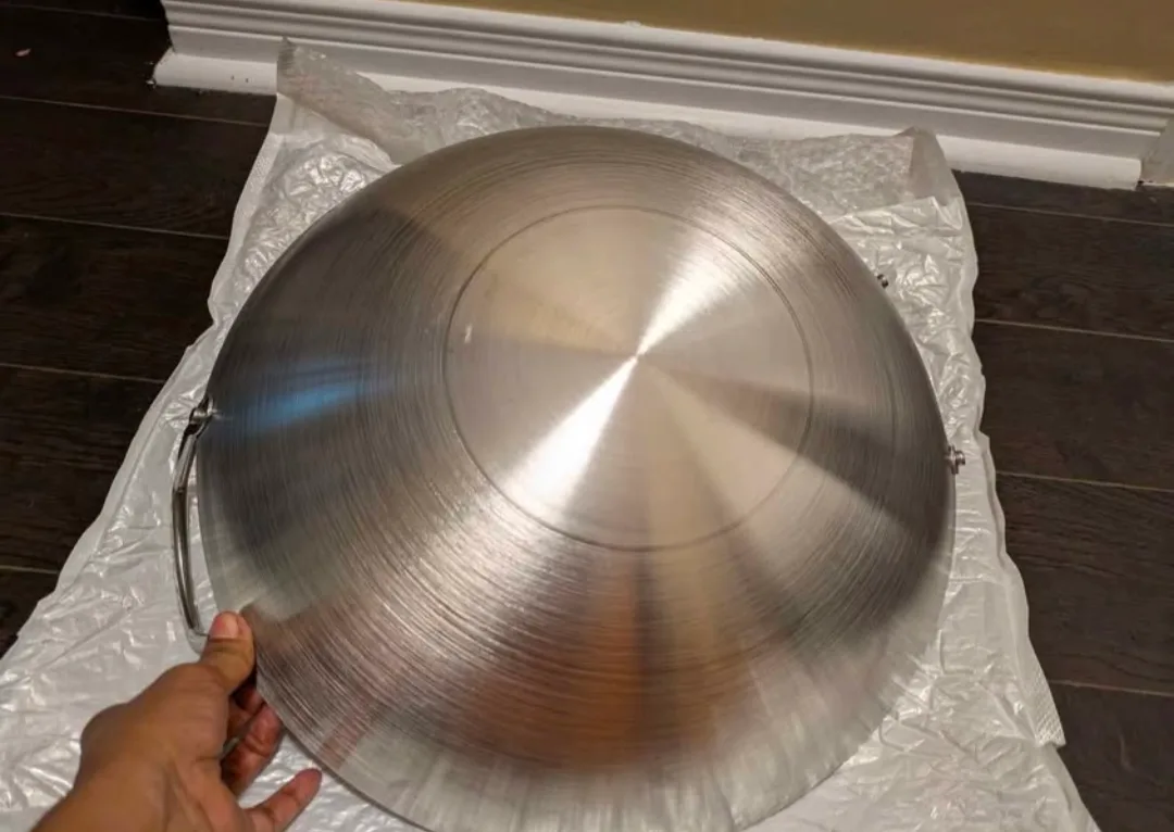 brand new 15 unch high quality Stainless Steel Wok with handles image indicator(4)