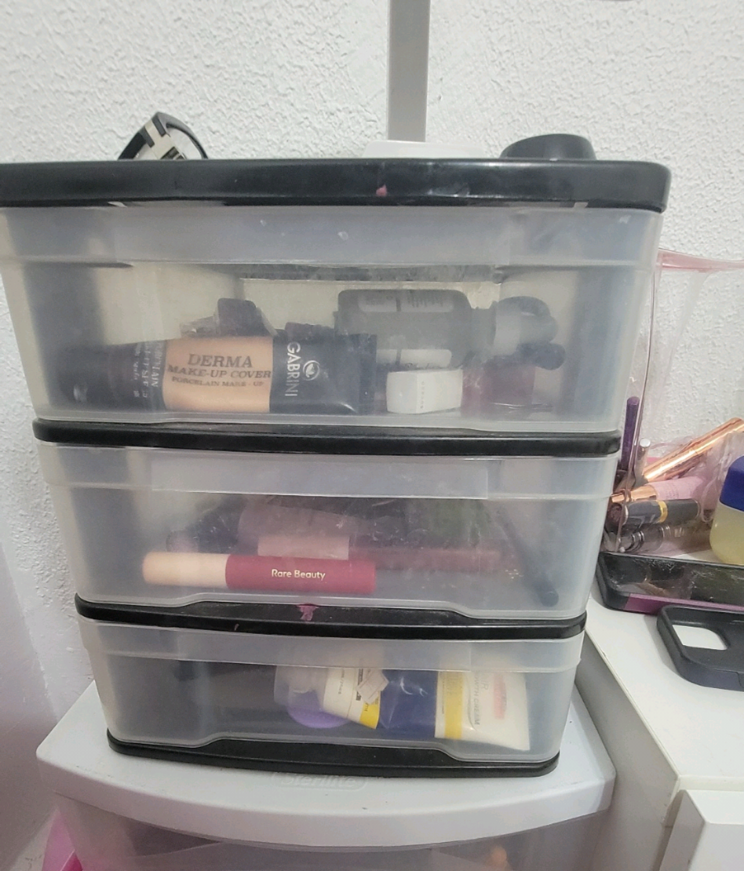 Makeup Drawer Organizer with Derma, Rare Beauty