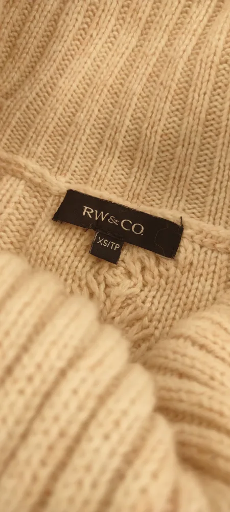 RW&CO.   Cream Cable Knit Turtleneck Sweater thumbnail