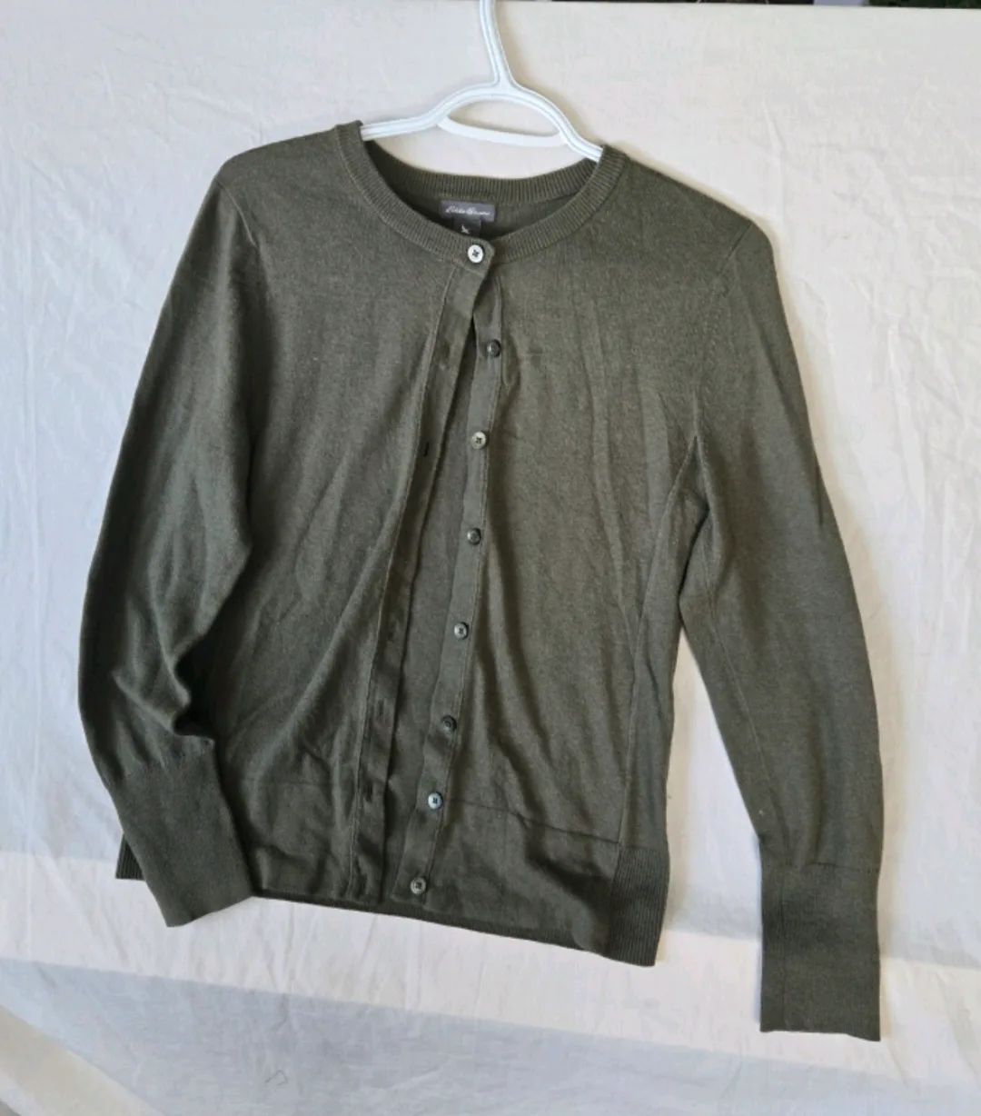Eddie Bauer Olive Cardigan - Women's Small thumbnail