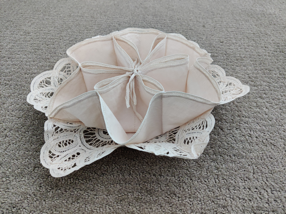 Vintage Kitchen Lace & Linen Cotton Biscuit Cookies Candy Holder - photo 2