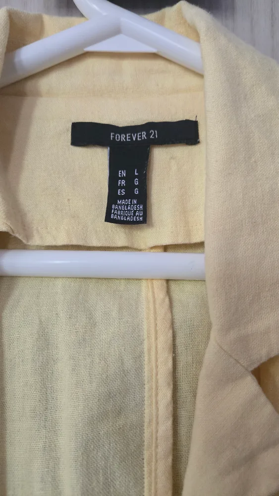 Forever 21 Yellow Linen Blazer - Size L image indicator(2)