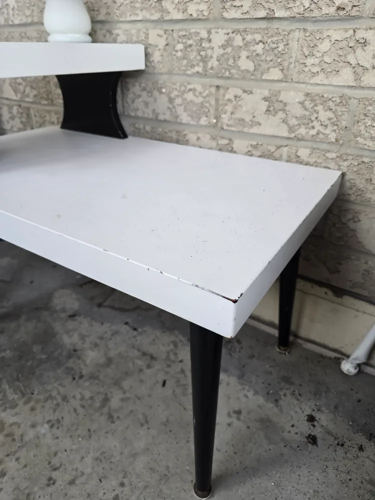 White & Black Two-Tier Side Table thumbnail
