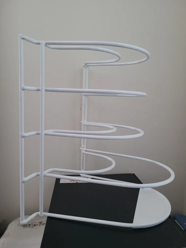 White Metal Pot Lid Organizer Rack thumbnail