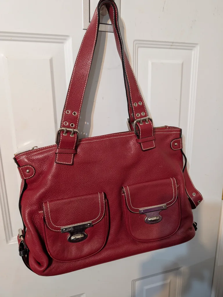 CKNW Large Red Leather Tote Bag thumbnail