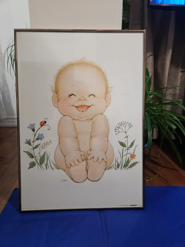Scandecor Framed Baby Print - Vintage 1983 thumbnail