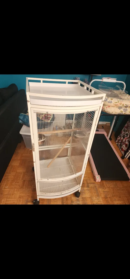 White Bird Cage with Stand thumbnail