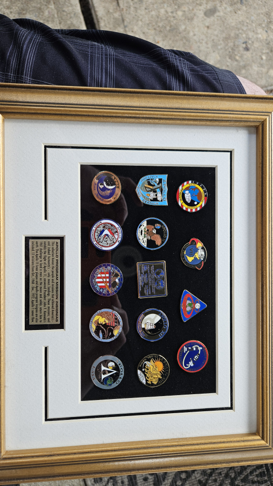 Framed Apollo Program Mission Insignias Pin Collection
